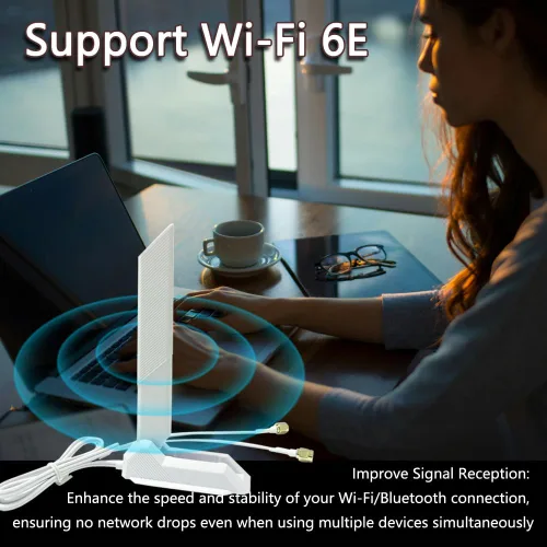 Miniatura 6 de ZAHARA Antena WiFi 6E de tres bandas RP-SMA de 2.4/5.8/6GHz para ASUS ROG Strix B550-F Gaming WiFi II/Prime B550-PLUS/ROG Strix B550-A B450-F B650-A