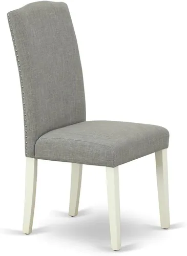 Miniatura 7 de East West Furniture DMEN3-LWH-06 - Juego de comedor de 3 piezas para espacios pequeños que contiene una mesa de comedor redonda con gotas y 2 sillas
