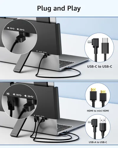 Miniatura 4 de Yodoit Laptop Screen Extender, 14" FHD 1920×1080 Travel Monitor with USB Type C Port and Built-in Speakers Compatible with MacBook