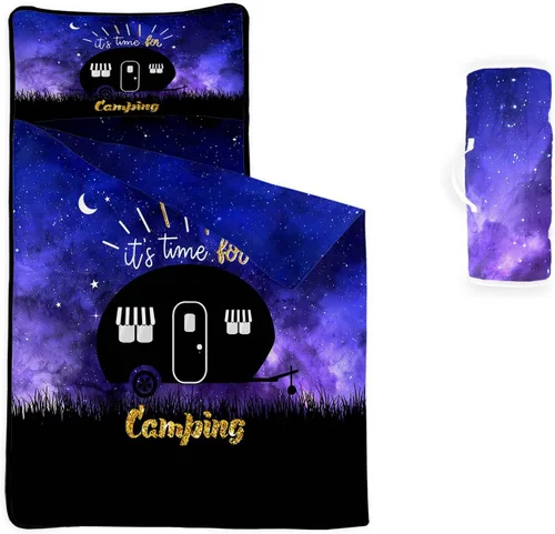 Miniatura 30 de Tapete para siesta espacial – Saco de dormir de galaxia espacial con almohada extraíble – Juego de ropa de cama para guardería y fiestas de pijamas