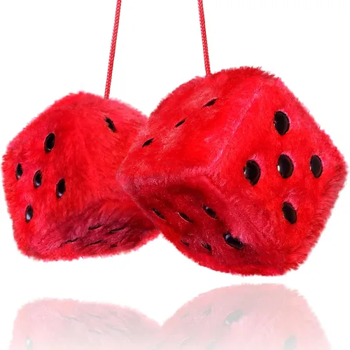 Miniatura 15 de Dados Peludos Negros Accesorios para Automóvil – Accesorios de Coche de Felpa Rosa Lindos para Interior – Adornos Decorativos Colgantes de Felpa