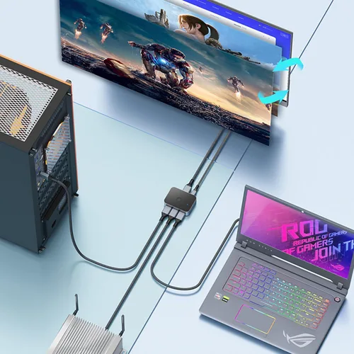 Miniatura 4 de Conmutador DisplayPort 1.4 bidireccional, 3 en 1 salida 8K DP Switcher Box soporta 8K 30Hz / 4K 120Hz Compatible con televisores, monitores