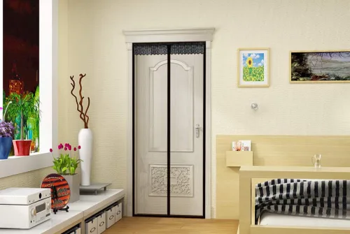 Miniatura 4 de Puerta mosquitera magnética, estilo moderno, 36'x83", poliéster, malla de fibra de vidrio, fácil instalación, apto para mascotas y niños, pantalla