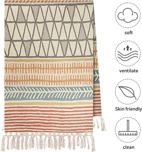 Miniatura 4 de Cifupy Tapete de yoga orgánico hecho a mano con esterilla de yoga de algodón orgánico, alfombra de yoga plegable y antideslizante tejida a mano que