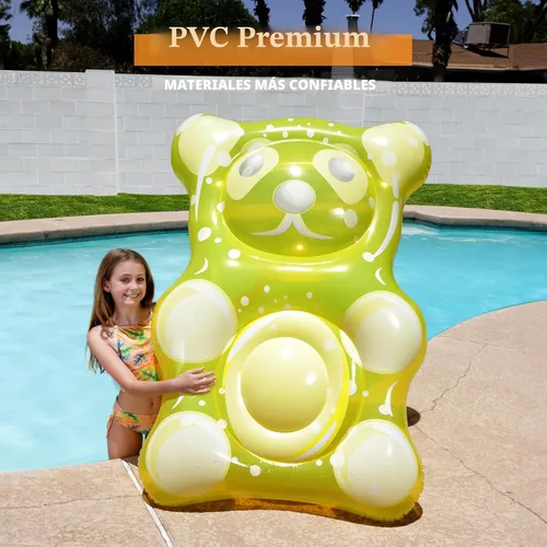 Miniatura 6 de SLOOSH Flotadores inflables de oso de goma de 60 pulgadas para piscina, divertidos flotadores para piscina, juguetes para decoración de fiesta