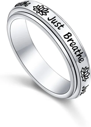 Anillos giratorios de plata de ley S925 para aliviar la ansiedad y el aburrimiento TDAH autismo banda para mujeres y adolescentes