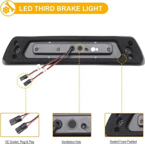 Miniatura 5 de R&F Auto Lente ahumada LED de tercera luz de freno de repuesto para F150 (2009-2014) F-150 Rapt0r 09-14 Luces de carga de techo Lámpara de freno