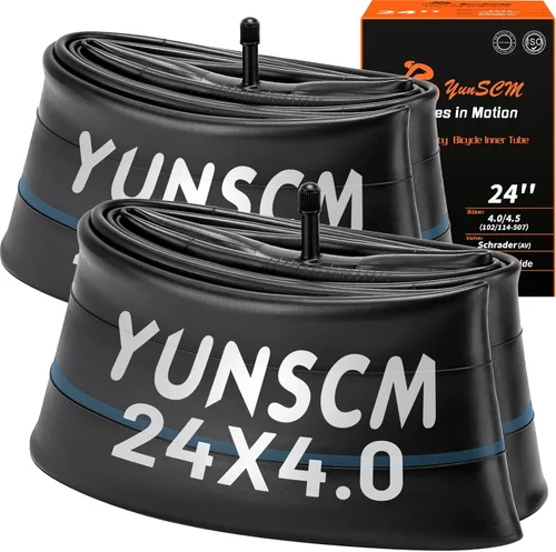 YUNSCM 2 tubos para neumáticos de bicicleta eléctrica de 24 x 4.0 de 24 x 4.0/4.5 AV32 mm (102/114-507) tubos interiores compatibles con bicicleta