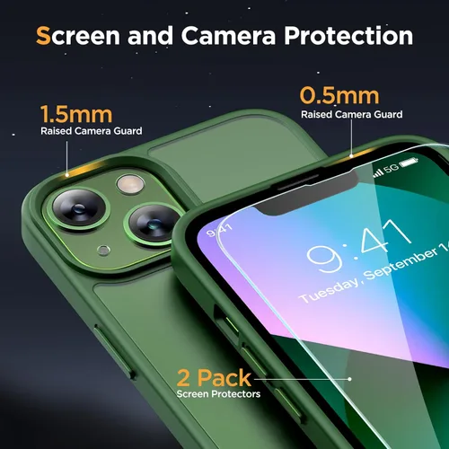 Miniatura 5 de Miracase - Funda magnética para iPhone 13 de 6.1 pulgadas (compatible con MagSafe) (con 2 protectores de pantalla), protección de grado militar