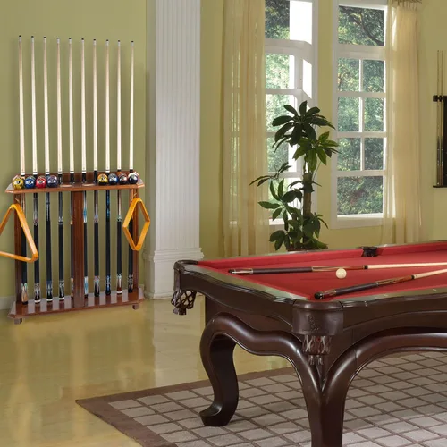 Miniatura 5 de Collapsar Soporte de piso para palo de piscina, soporte para taco de billar y accesorios de billar, soporte de esquina de madera maciza para tacos