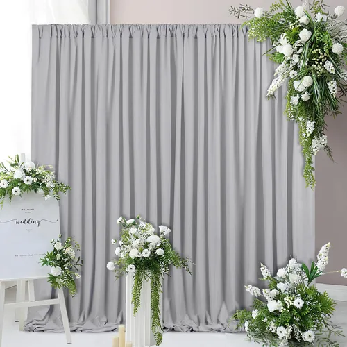 Miniatura 12 de Cortinas de fondo de poliéster negro para cortinas, 2 paquetes de 5 x 8 pies, cortina de tela de cortina de Halloween para decoración de fiestas