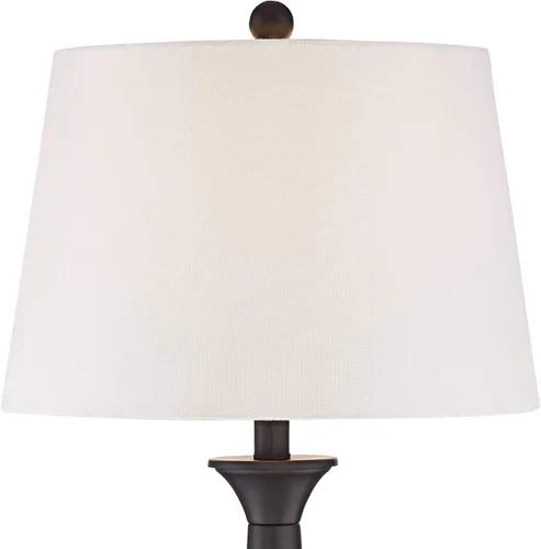Miniatura 8 de 360 Lighting Dolbey - Juego de 2 lámparas de mesa rústicas de granja de 28 pulgadas de alto, columna cónica de bronce profundo, pantalla de tambor
