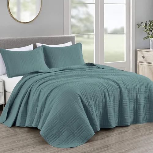 Miniatura 12 de Chezmoi Collection Kingston Juego de Colcha Tamaño King, 3 Piezas Gris Colcha Acolchada de Microfibra Ligera de Gran Tamaño Cubrecama (118"x106")