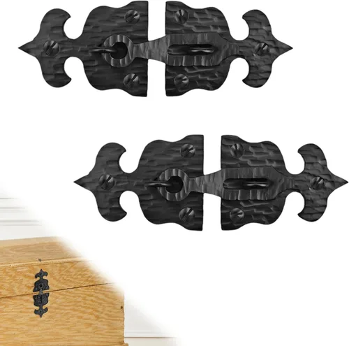 Miniatura 16 de 1 paquete de cerrojos de muebles de 2.75 pulgadas para puertas, color negro, cerrojo decorativo de metal para muebles, cerrojos de metal rústico