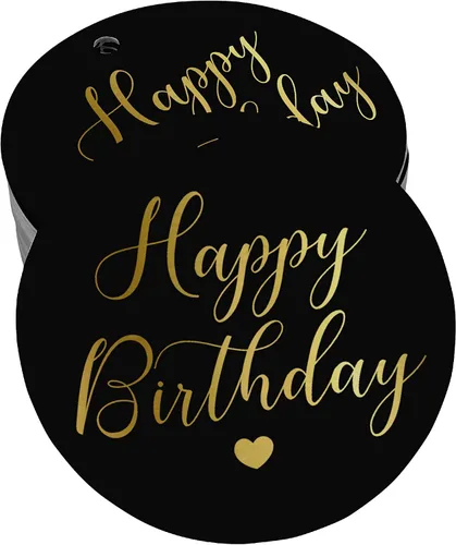 Miniatura 63 de Etiqueta de papel para colgar con texto en inglés «Happy Birthday» (50 unidades)