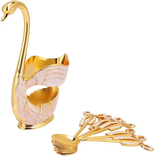 Miniatura 2 de Soporte de base de cisne con cena café Postre cuchara Set europeo elegante cisne postre cuchara titular vajilla decorativa ()