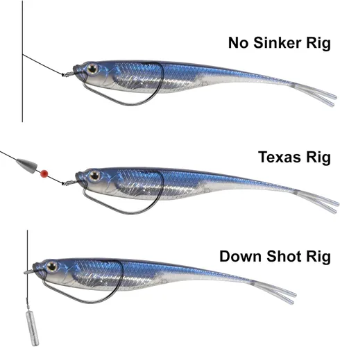 Miniatura 8 de Dr.Fish Señuelos de plástico suave, cebos de cola de horquilla suaves, cebos de natación suaves Jerk Shad de 3 a 4-3/4 pulgadas, cebos de pesca