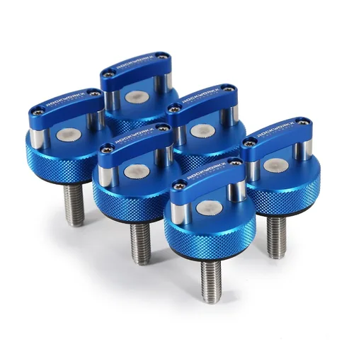 Miniatura 17 de ROCKWORKX Billet Tornillo de pulgar de aluminio duro de extracción rápida, anillo en D integrado, compatible con Jeep Wrangler JK 2007-20018, JL