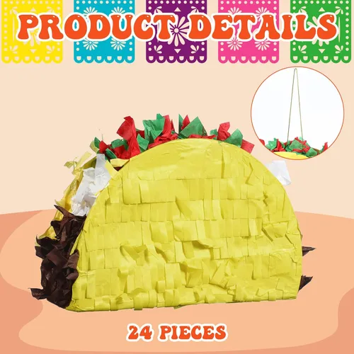 Miniatura 3 de 24 piezas de mini piñatas de taco para Cinco de Mayo Mexicano Little Fiesta Taco Piñata a granel para carnavales mexicanos martes, eventos
