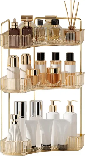 Miniatura 12 de YCIA&DONE Organizador de esquina para mostrador de baño, organizador de maquillaje para tocador, bandeja de perfumes cosméticos para el cuidado