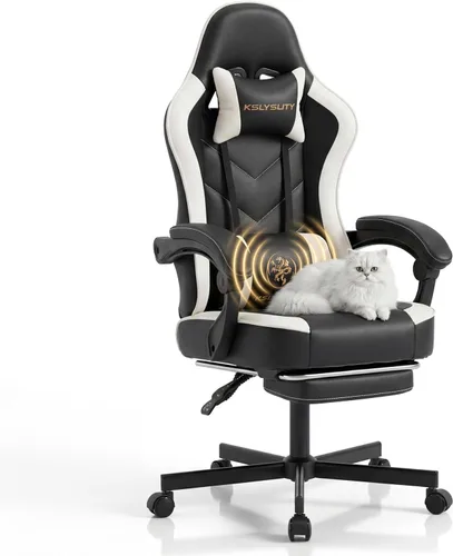 Miniatura 12 de Silla de escritorio para juegos para computadora, silla de oficina ergonómica de respaldo alto con reposapiés y soporte lumbar, sillas giratorias