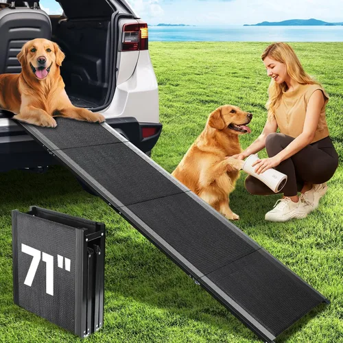 Rampa para perros para automóvil, 71''x 17'' rampa para mascotas para perros grandes con superficie antideslizante, rampas extra largas para perros
