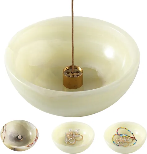Miniatura 11 de Koville Porta Incienso de Mármol Natural Turco, Porta Inciensos para Varillas, Quemador de Inciensos Robusto con Recolector de Cenizas, Ideal