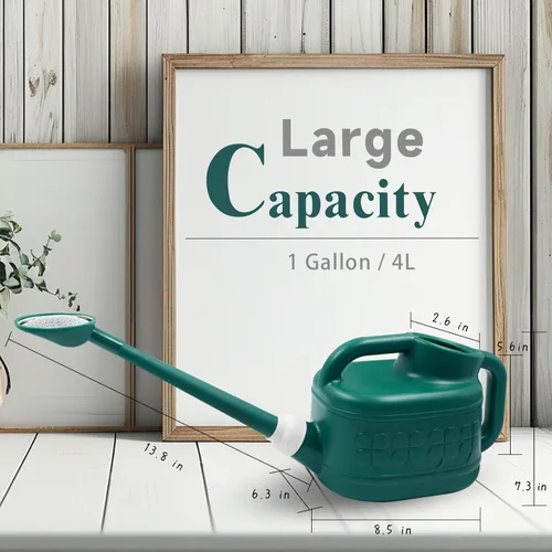 Miniatura 6 de Regadera de 1 galón, regadera de jardín al aire libre, lata de agua para plantas con boquilla larga extraíble y cabezal de rociador de acero