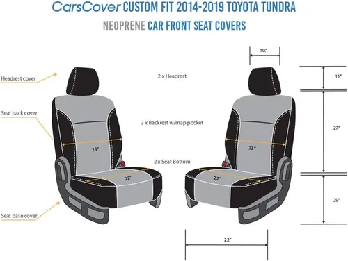 Miniatura 4 de CarsCover Fundas personalizadas para Toyota Tundra Pickup Truck 2014-2020, fundas de asiento delantero de automóvil, fundas de neopreno