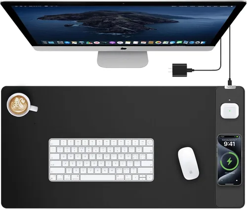 Miniatura 20 de TopMade Alfombrilla de Mouse de Carga Inalámbrica, Alfombrilla de Mouse para Juegos RGB, Alfombrilla de Escritorio para Oficina en Casa, 31.5" x RGB