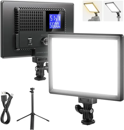 Miniatura 13 de NEEWER Panel de luz de video LED de 9" regulable con iluminación suave para cámara DSLR con mini trípode de escritorio, puertos USB tipo C