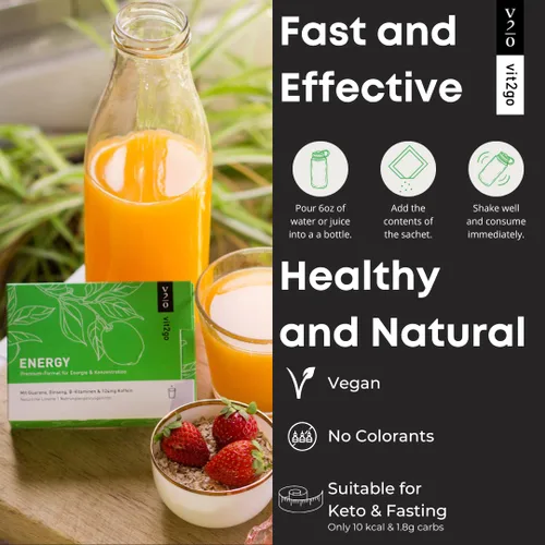 Miniatura 4 de Mezcla de bebida energética natural, 124 mg de cafeína de ginseng y guaraná, sin azúcar, polvo pre-trabajo sin choques, vitaminas B, magnesio