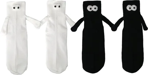 Keauexp Hand In Hands Holding Socks Magnetic That Hold Funny Men Couple For Women, White Black Novelty Boys Girls, 3d Doll Big Eye Friendship