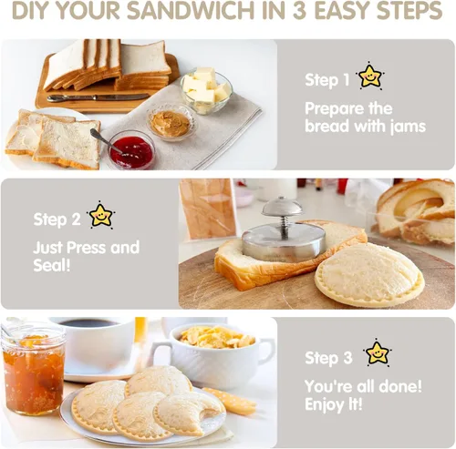 Miniatura 4 de Cortadores de sándwiches y selladores para niños, máquina de sándwiches sin corteza, ideal para lonchera y lonchera Bento para niños y niñas