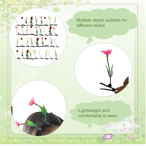 Miniatura 3 de 100 pinzas para el pelo de brotes de frijoles, pinzas para el pelo de plantas divertidas, horquilla de hierba pequeña, accesorios para el cabello