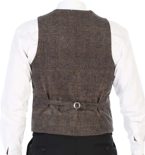 Miniatura 22 de Gioberti Chaleco de tweed formal de 6 botones para hombres