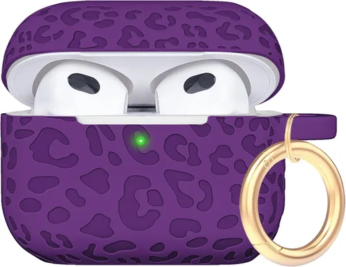 Miniatura 83 de Funda de silicona con flores compatible con AirPods Pro 2019, Gawnock - Funda suave y flexible para imprimir para mujeres y niñas con llavero - Flor