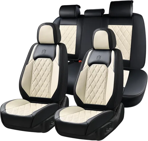 Miniatura 29 de Coverado Funda protectora para asiento delantero y trasero, ajuste universal, piel y tela, color rojo