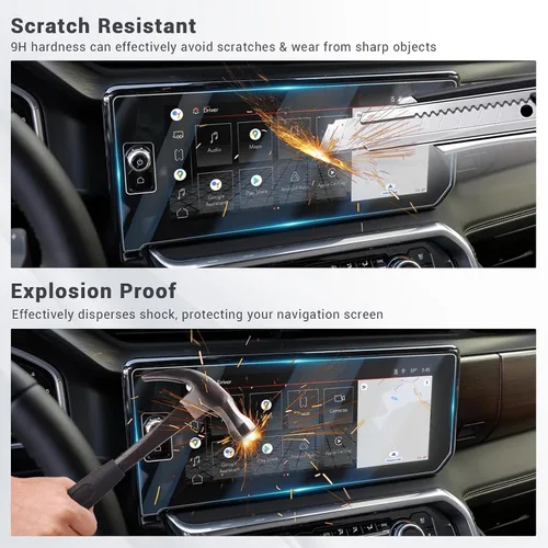Miniatura 8 de Protector de pantalla de vidrio templado HD 2022-2026 GMC AT4X para AT4 GMC Sierra 1500/2500HD/3500HD (Denali/Denali Ultimate) 13.4 y 12.3 pulgadas