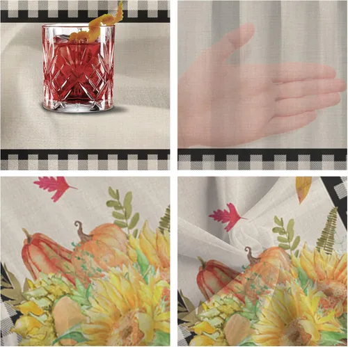 Miniatura 6 de Plaid Pumpkin Sunflower Chiffon Table Runner 55 Inches Long, Voile Sheer Tulle Runner for Rustic Wedding Reception Bridal Shower Decorations