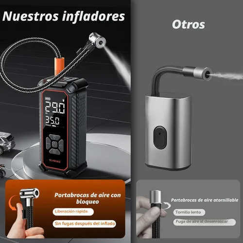 Miniatura 10 de OlarHike Compresor de aire portátil para inflado de neumáticos, inflado rápido, doble potencia, 6000 mAh y 12 V CC, bomba de aire inalámbrica