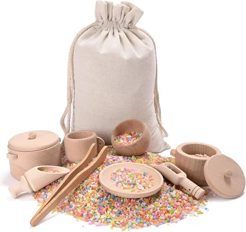 Juguetes de Contenedor Sensorial para Niños Pequeños - Plato y Pinzas de Juego de Simulación Montessori y Waldorf - Juguetes de Aprendizaje de