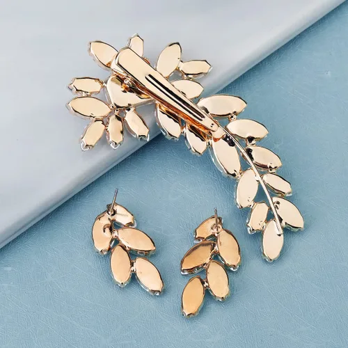 Miniatura 5 de Pinza para el cabello con diamantes de imitación de cristal, diseño de orejas de trigo, horquilla de boda, horquilla de cristal para novia