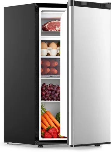Miniatura 13 de COWSAR - Mini refrigerador compacto de 2.5 pies cúbicos con congelador, puerta doble reversible con 2 estantes extraíbles, refrigerador de bebidas
