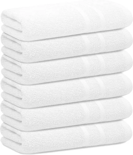 Miniatura 14 de Looperry Juego de 6 toallas de baño pequeñas - toallas de ducha 100% algodón 23 x 46 pulgadas 450 GSM. Ligeras y absorbentes, suaves y de secado