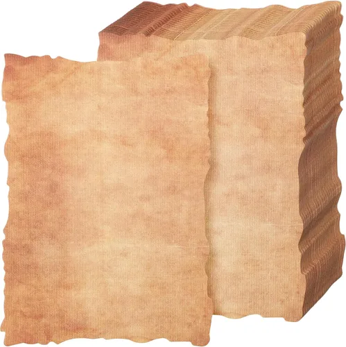 Harloon 100 piezas de papel de acuarela de algodón vintage de aspecto antiguo, cartulina en blanco de 200 GSM grueso con borde deckle envejecido,