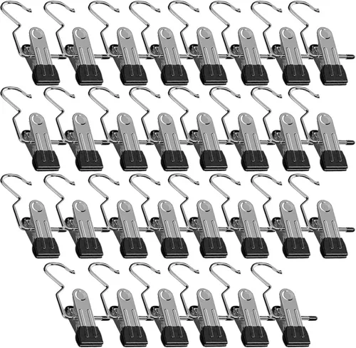 Ganchos de Viaje Colgantes Ahorradores de Espacio para Pinzas de Ropa, Sombreros y Pantalones, Ganchos de Acero Inoxidable para Botas, Clips Negro