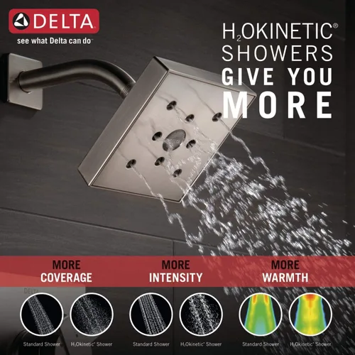 Miniatura 4 de Delta Faucet Ara 17 Series - Kit de molduras de ducha de doble función, cabezal de ducha H2Okinetic de un solo rociador, grifo de ducha de níquel