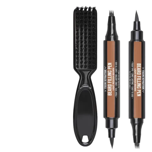 Miniatura 10 de Viking Revolution Bolígrafo para Barba (Paquete de 2) - Relleno de Lápiz de Barba Marrón para Hombre Lápiz para Barba de Hombre - Kit de Bolígrafo