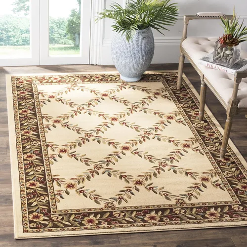 Miniatura 9 de SAFAVIEH Lyndhurst Collection - Alfombra de pasillo, 2 pies 3 pulgadas x 8 pies, color negro y marrón, diseño tradicional de enrejado floral,
